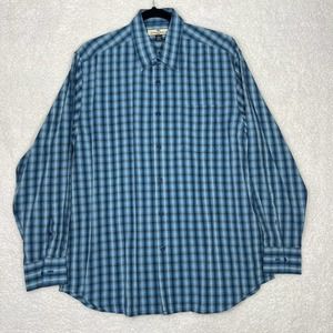Tommy Bahama Mens Size L Blue Plaid Button Up Long Sleeve Shirt 100% Tencel